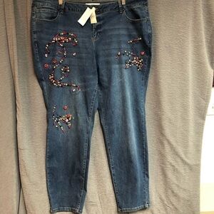 NWT Cato 22W Bedazzled Jewels Womens  Jeans